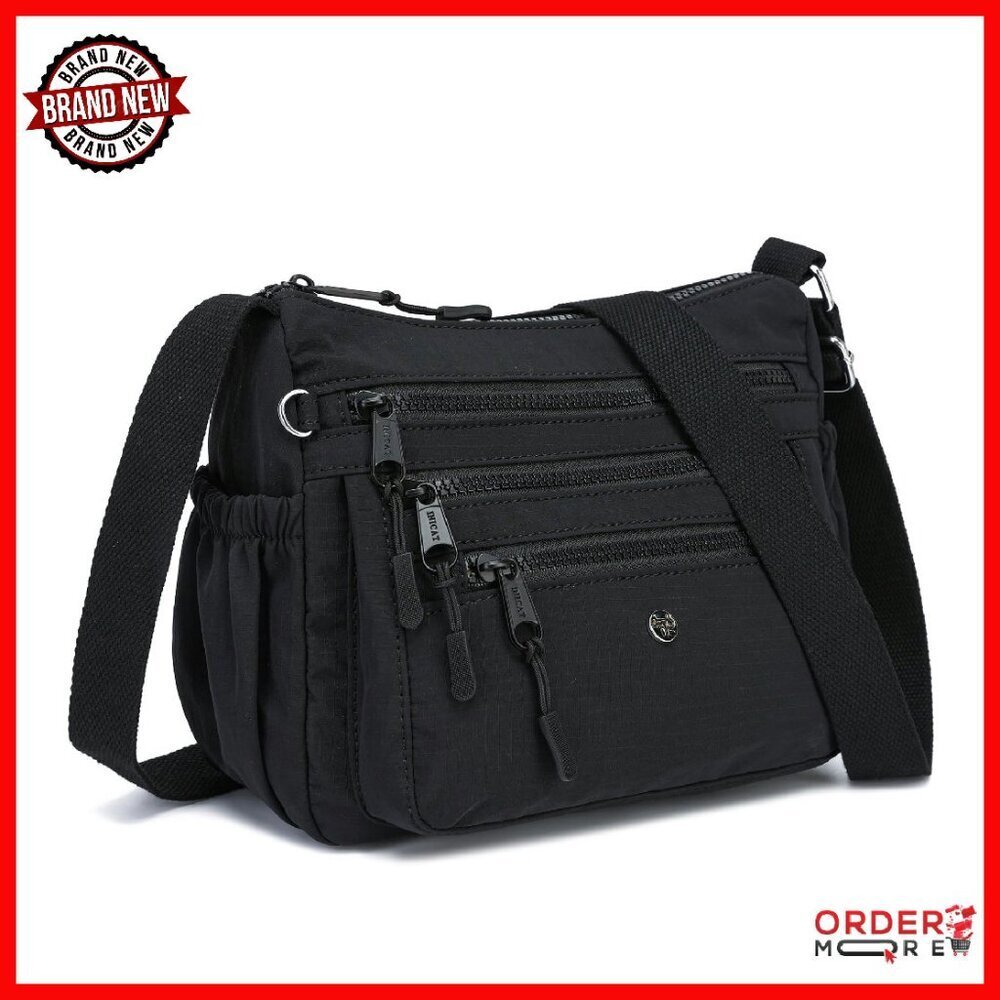 Lightweight Nylon Crossbody Bag with 10 Pockets for Travel & Daily Use